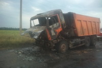 Балаклійський район: вогнеборці оперативно ліквідували пожежу вантажівки та врятували 12 тон пшениці