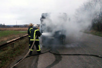 Солонянський район: внаслідок пожежі пошкоджено автобус