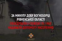За минулу добу рятувальники Рівненщини ліквідували 4 пожежі та 1 раз надавали допомогу населенню