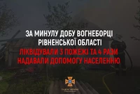 За минулу добу рятувальники Рівненщини ліквідували 3 пожежі та 4 рази надавали допомогу населенню