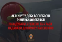 За минулу добу рятувальники Рівненщини ліквідували три пожежі та чотири рази надавали допомогу населенню
