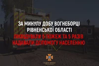За минулу добу рятувальники Рівненщини ліквідували п'ять пожеж та п'ять разів надавали допомогу населенню