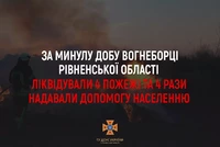За минулу добу рятувальники Рівненщини ліквідували 4 пожежі та 4 рази надавали допомогу населенню