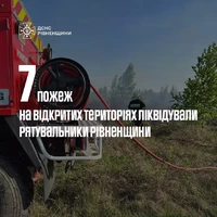 7 пожеж на відкритих територіях загальною площею 2,9 га було ліквідовано рятувальниками Рівненщини впродовж минулої доби.