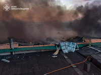 Вогнеборці ліквідували масштабну пожежу спричинену падінням уламків збитих ворожих БпЛА
